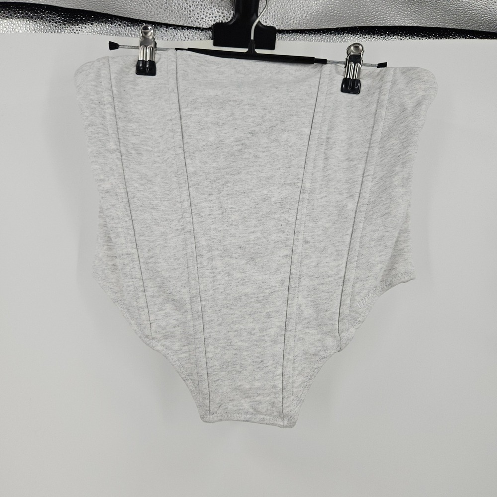 Mars The Label Jersey Corset Top Grey Marl Strapless Zip Back Panelled Size 6